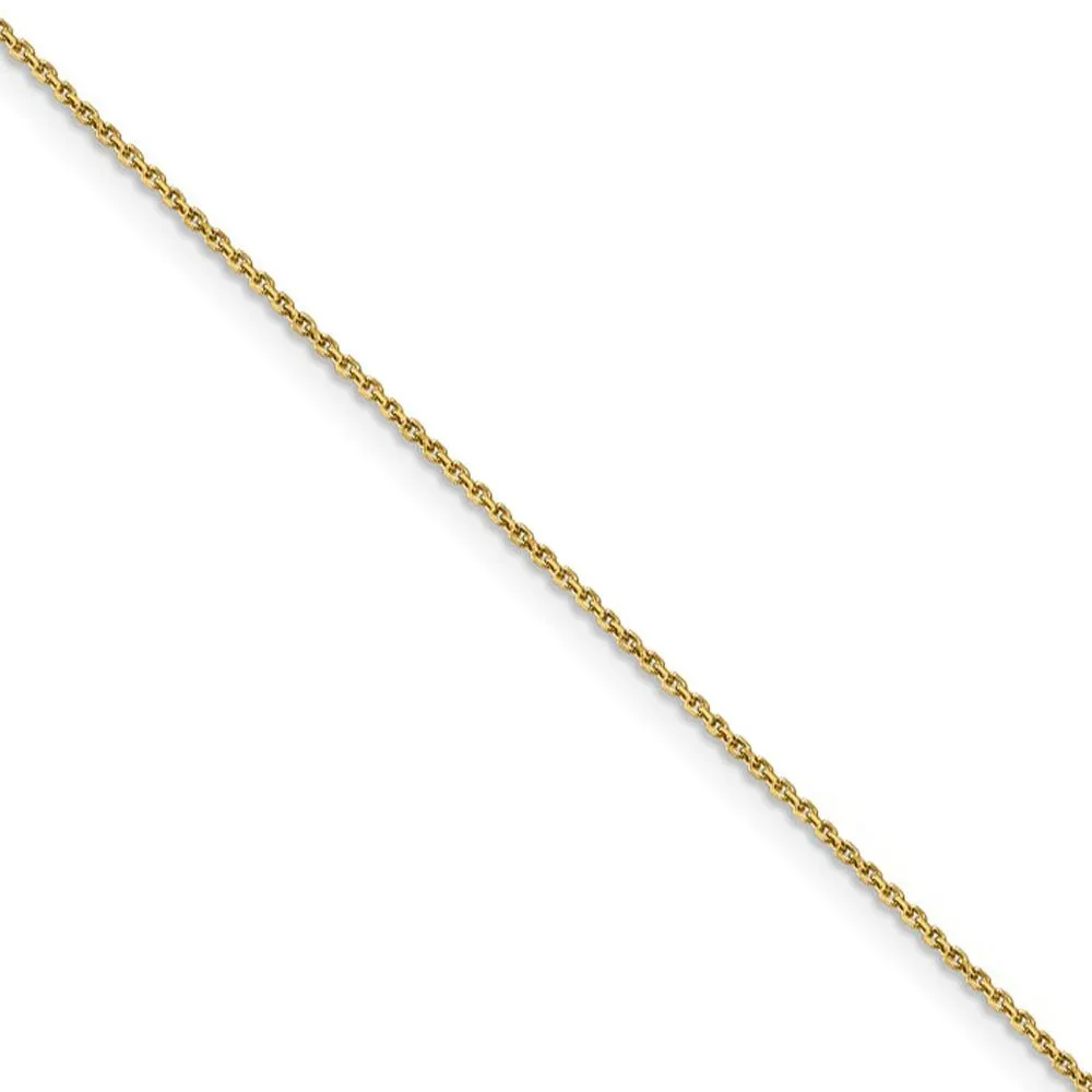 0.9mm 14k Yellow Gold Solid Diamond Cut Cable Chain Necklace