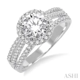 1 1/6 Ctw Diamond Engagement Ring with 5/8 Ct Round Cut Center Stone in 14K White Gold