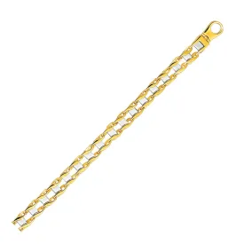 14k Two-Tone Gold Men's Bracelet with S Style Bar Links