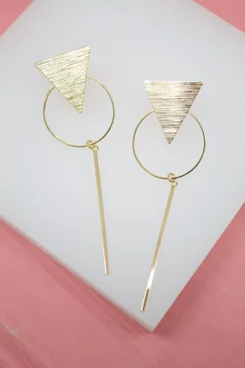 18K Gold Filled Modern Triangle Hoop Earrings (K145)