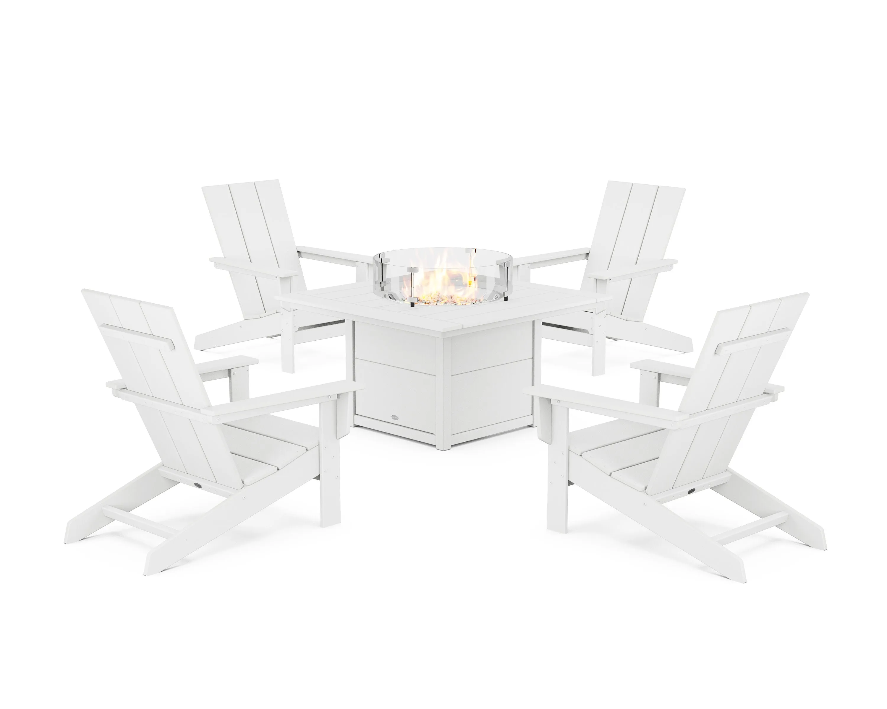 5-Piece Modern Studio Adirondack Conversation Set with Fire Pit Table