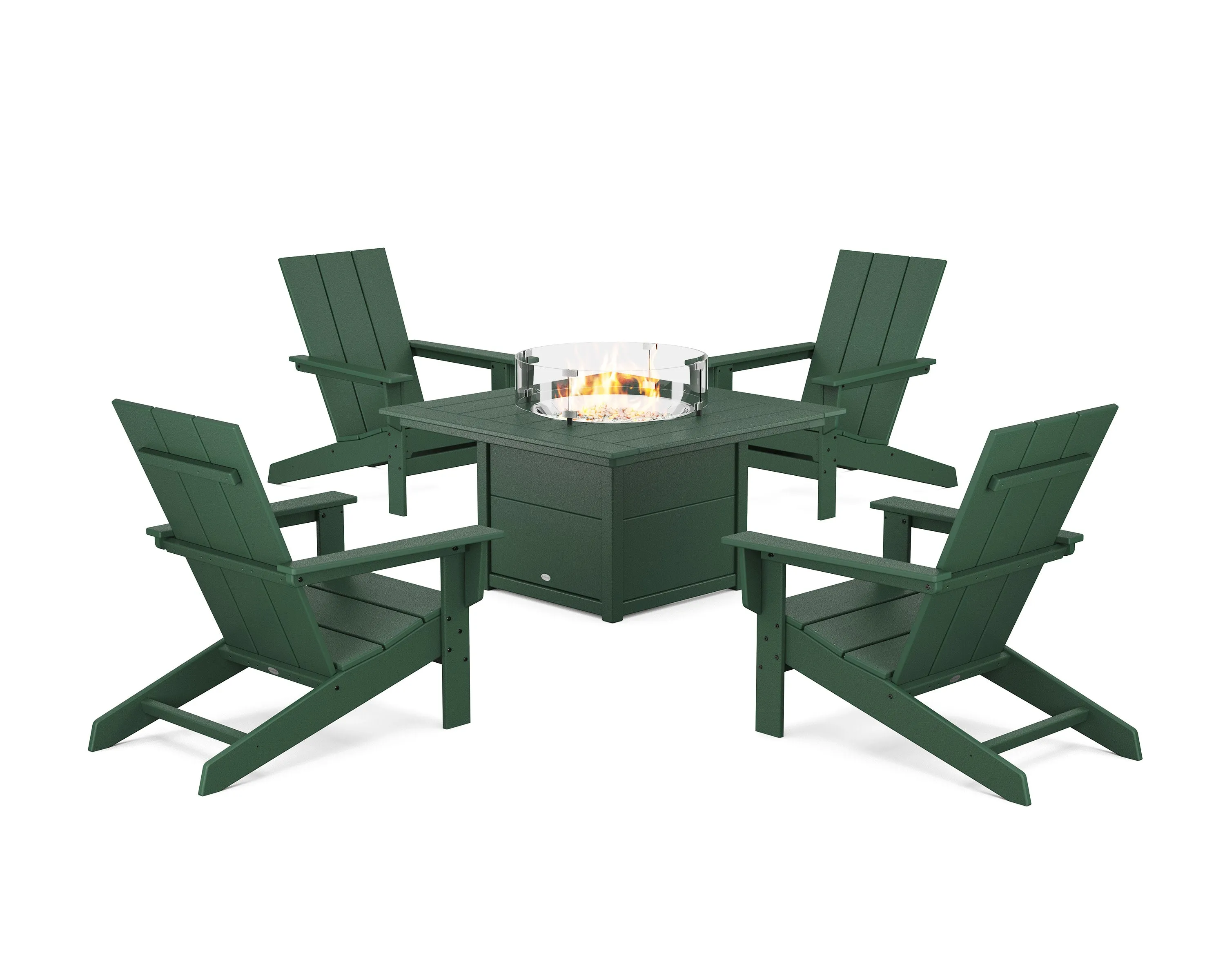 5-Piece Modern Studio Adirondack Conversation Set with Fire Pit Table