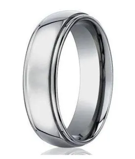 7mm Men's Benchmark Titanium Wedding Band with Step-Down Edges