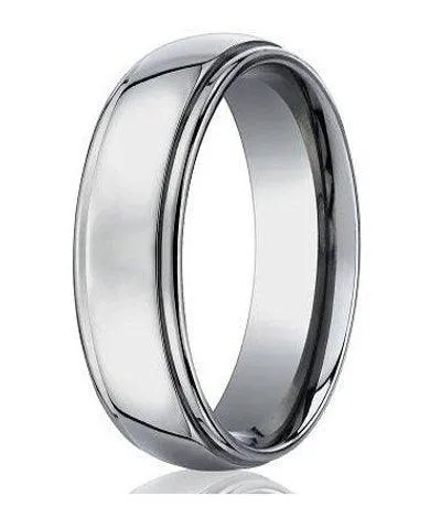 7mm Men's Benchmark Titanium Wedding Band with Step-Down Edges