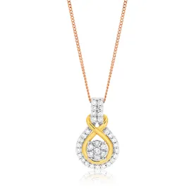 9ct Charming White Gold Diamond Pendant With 45cm Chain