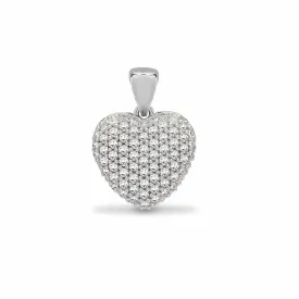 9ct White 0.25ct Pave Set Diamond Heart