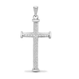 9ct White Gold Diamond Cross