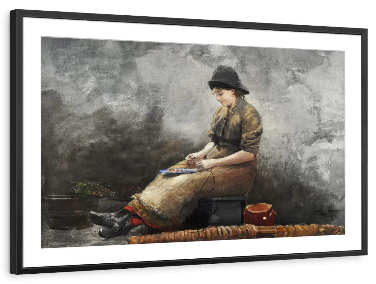 A Fishergirl Baiting Lines Wall Art