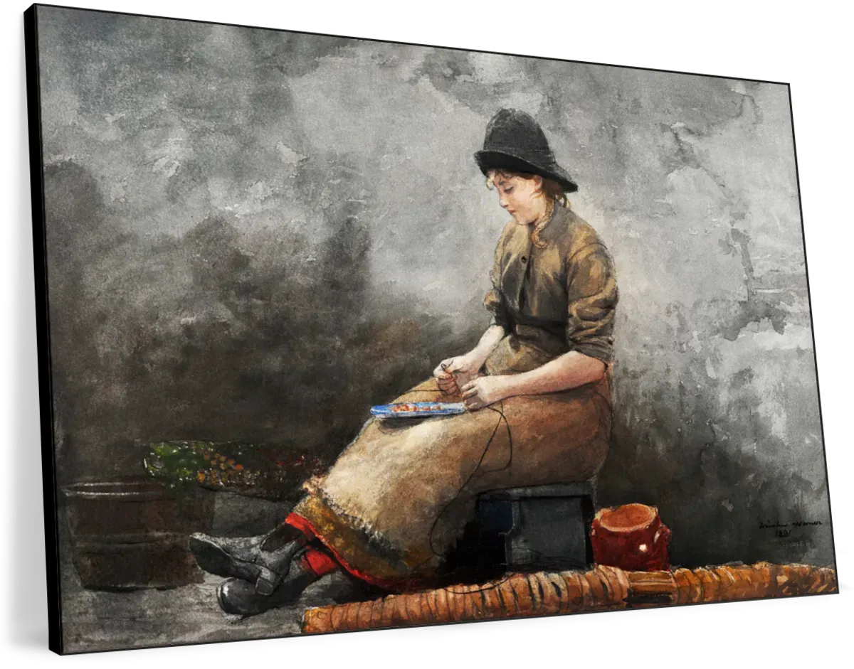 A Fishergirl Baiting Lines Wall Art