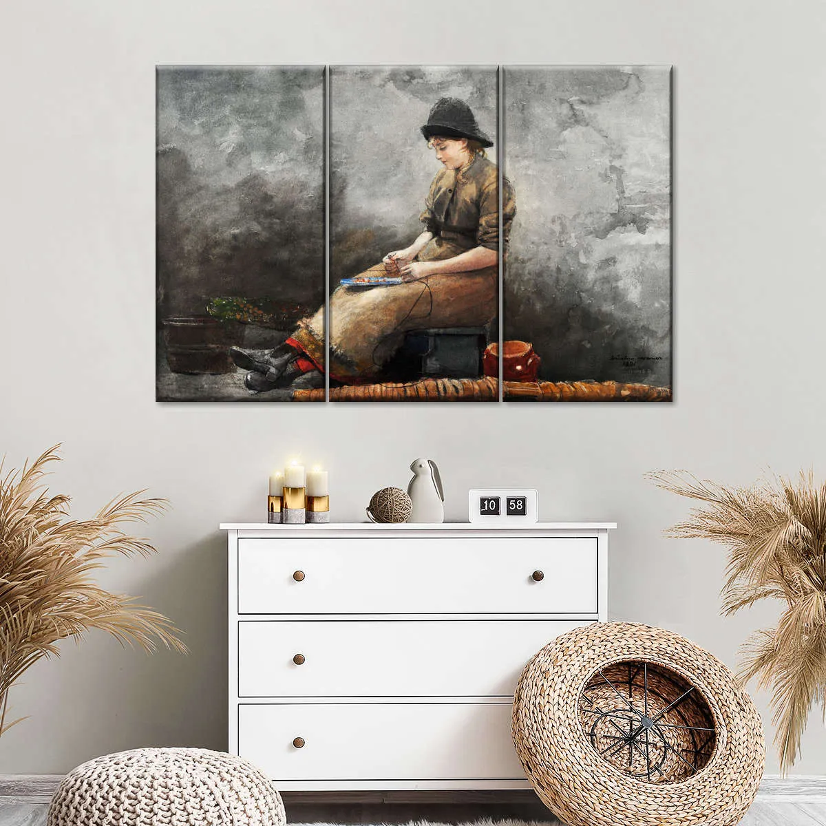 A Fishergirl Baiting Lines Wall Art