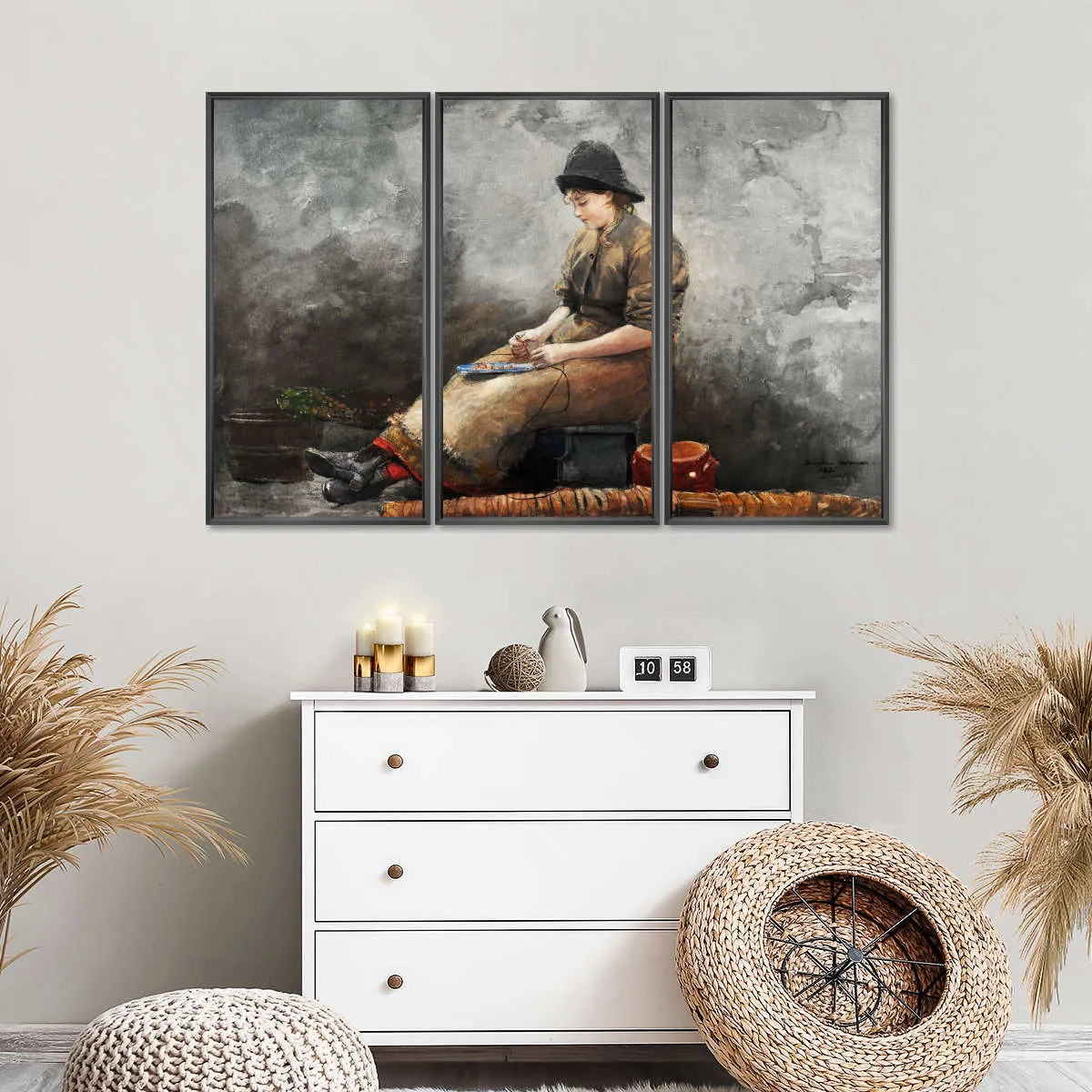 A Fishergirl Baiting Lines Wall Art