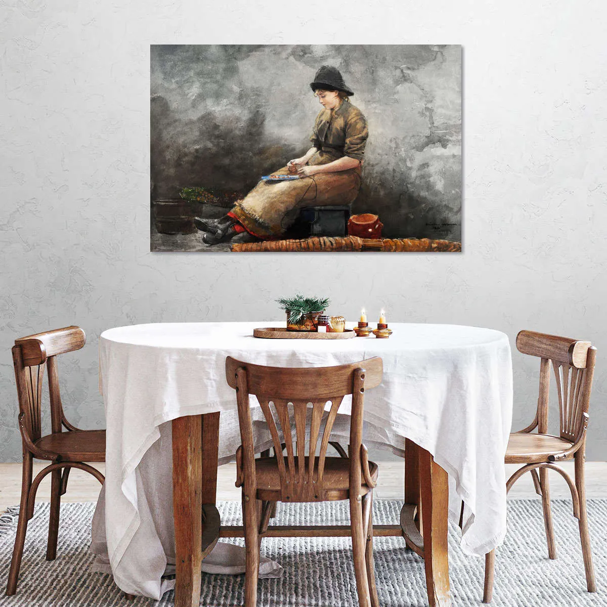 A Fishergirl Baiting Lines Wall Art