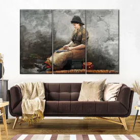 A Fishergirl Baiting Lines Wall Art