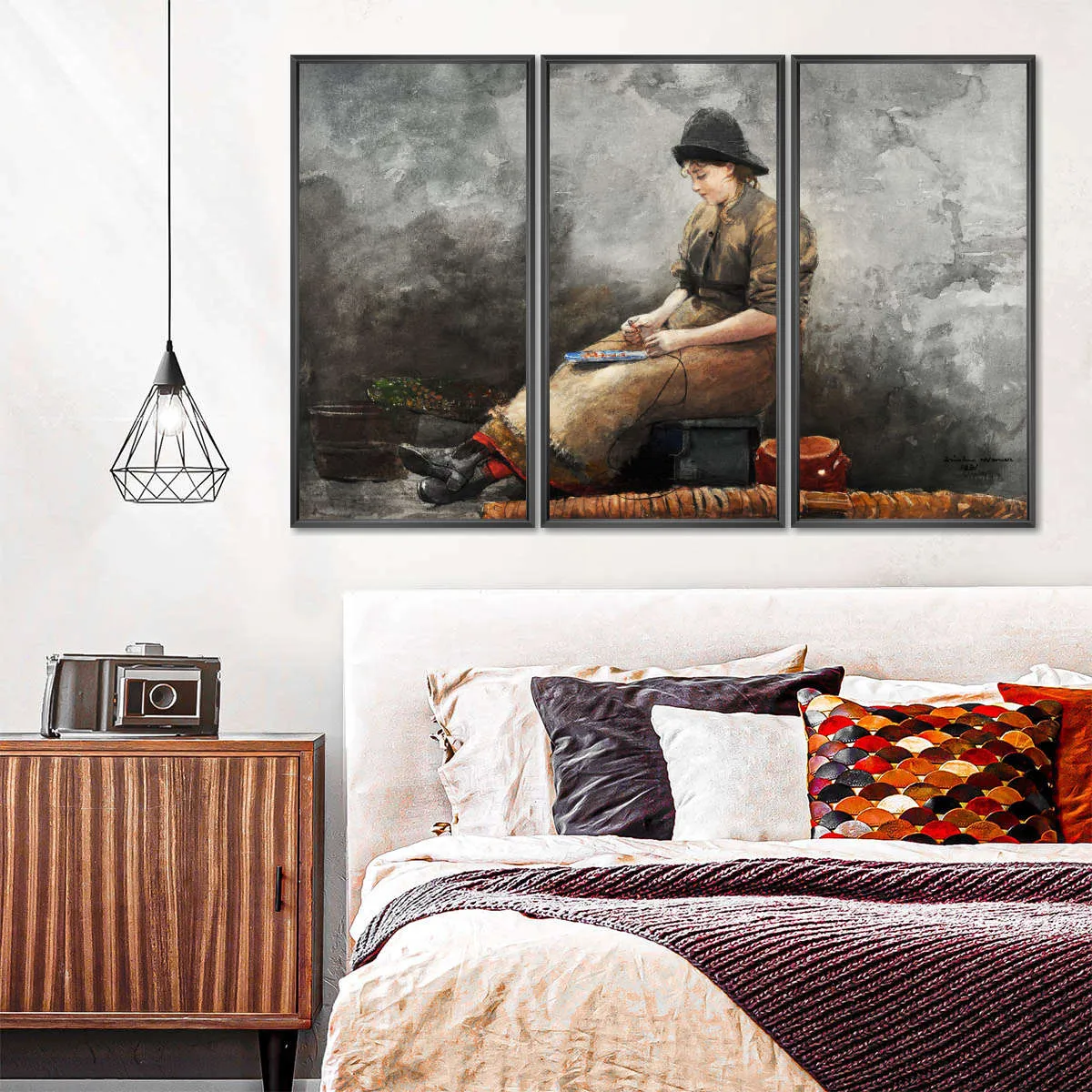 A Fishergirl Baiting Lines Wall Art