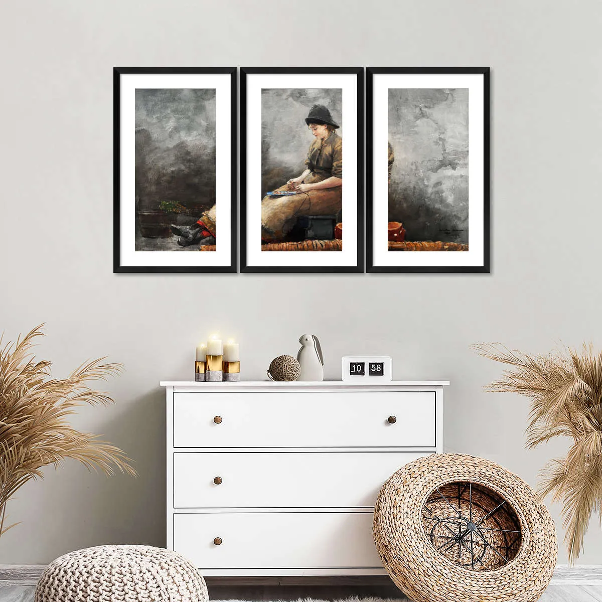 A Fishergirl Baiting Lines Wall Art