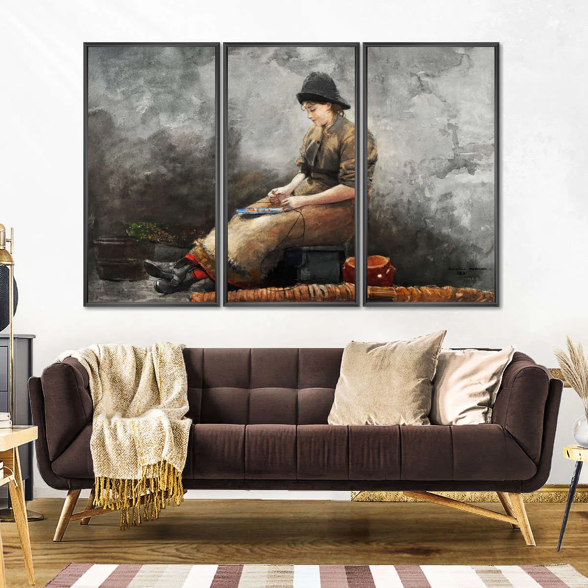 A Fishergirl Baiting Lines Wall Art