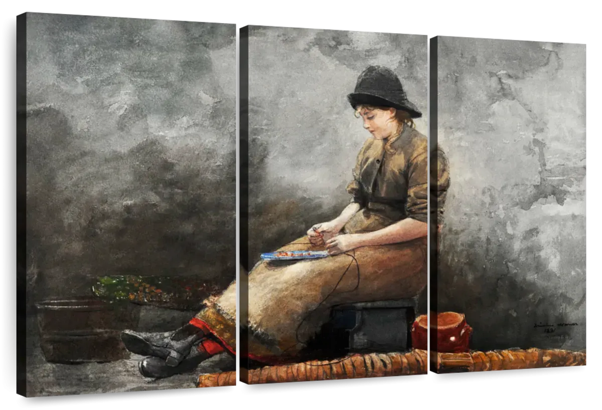 A Fishergirl Baiting Lines Wall Art