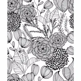 Alannah Botanical Wallpaper in Black from the Bluebell Collection