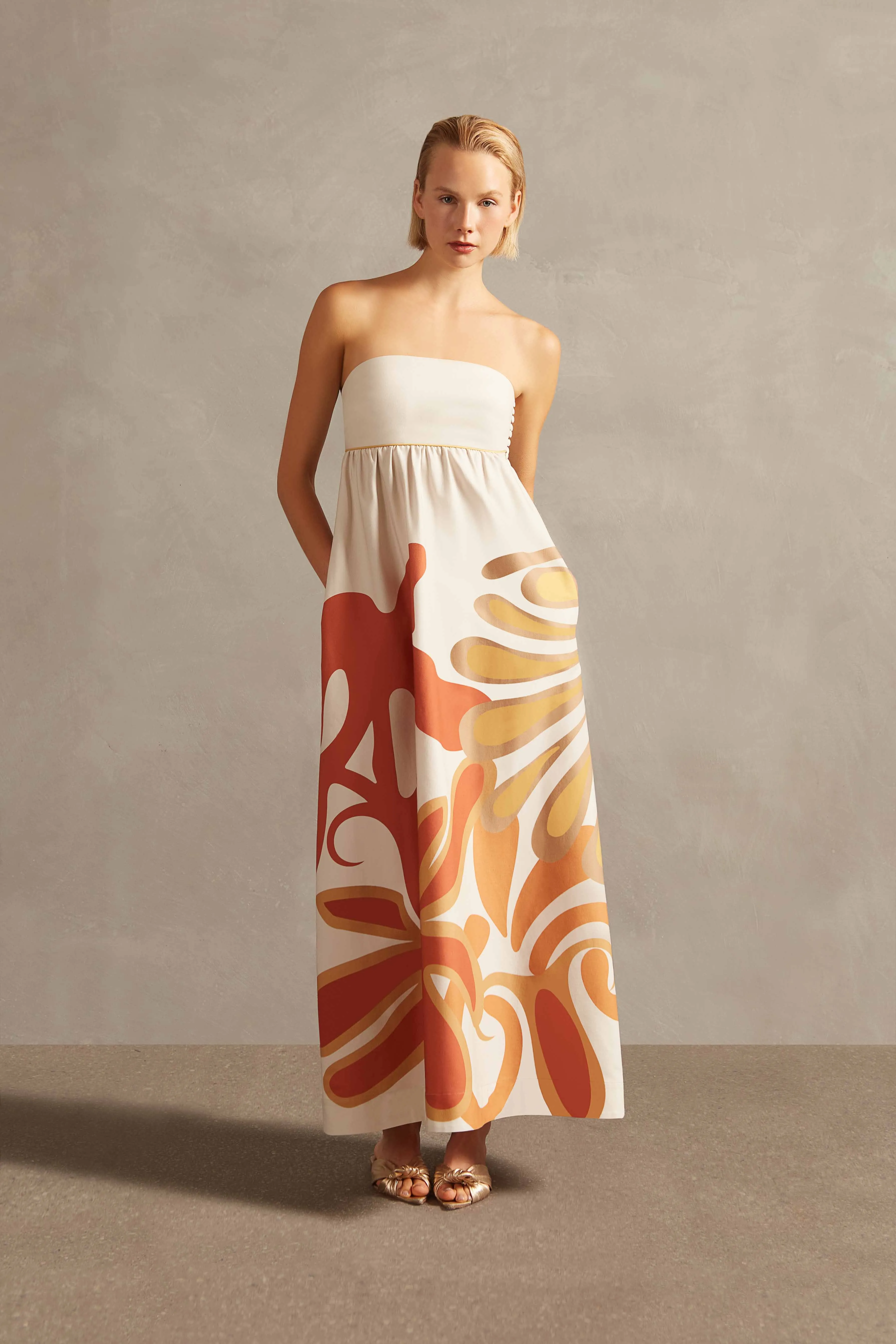 Algae Strapless Long Dress