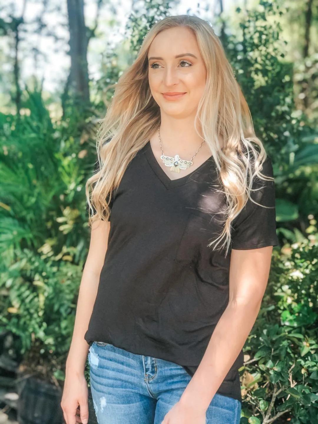 All Is Right Short Sleeve Pocket Tee in Black