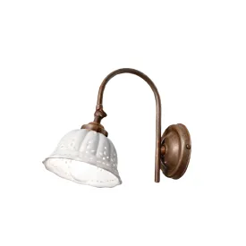 Antique Brass & Ceramic Curved Wall Light