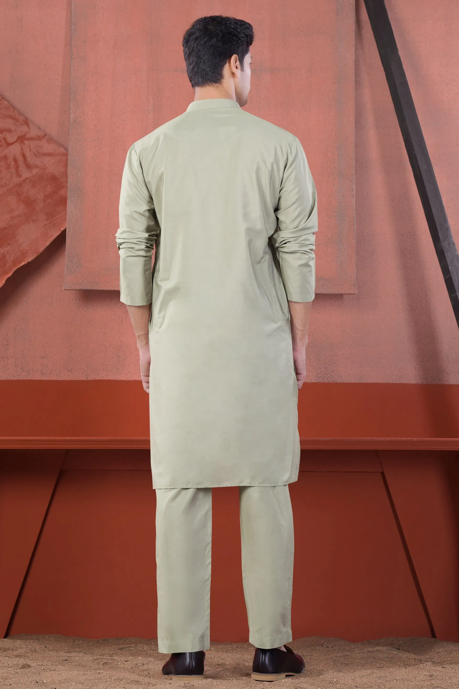 Artichoke Gray Subtle Sheen Viscose Kurta