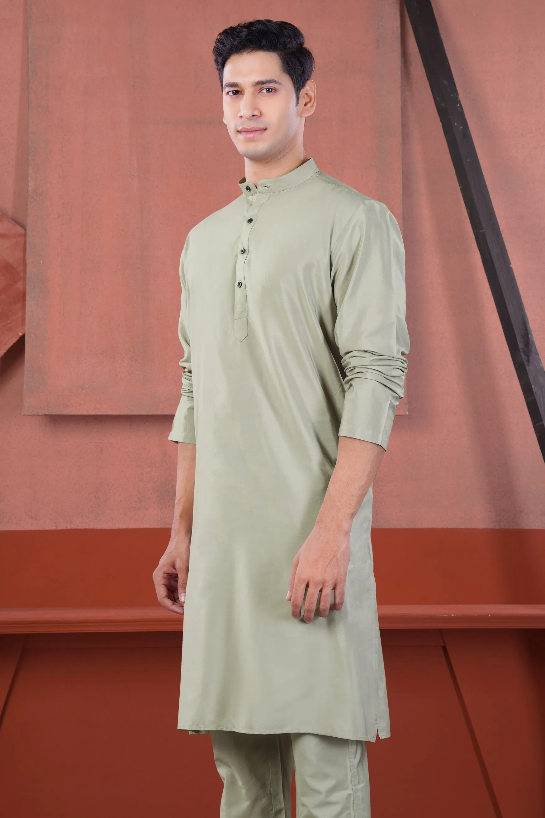 Artichoke Gray Subtle Sheen Viscose Kurta