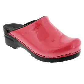 BJORK Elly Open Back Fuchsia Patent Leather Clogs