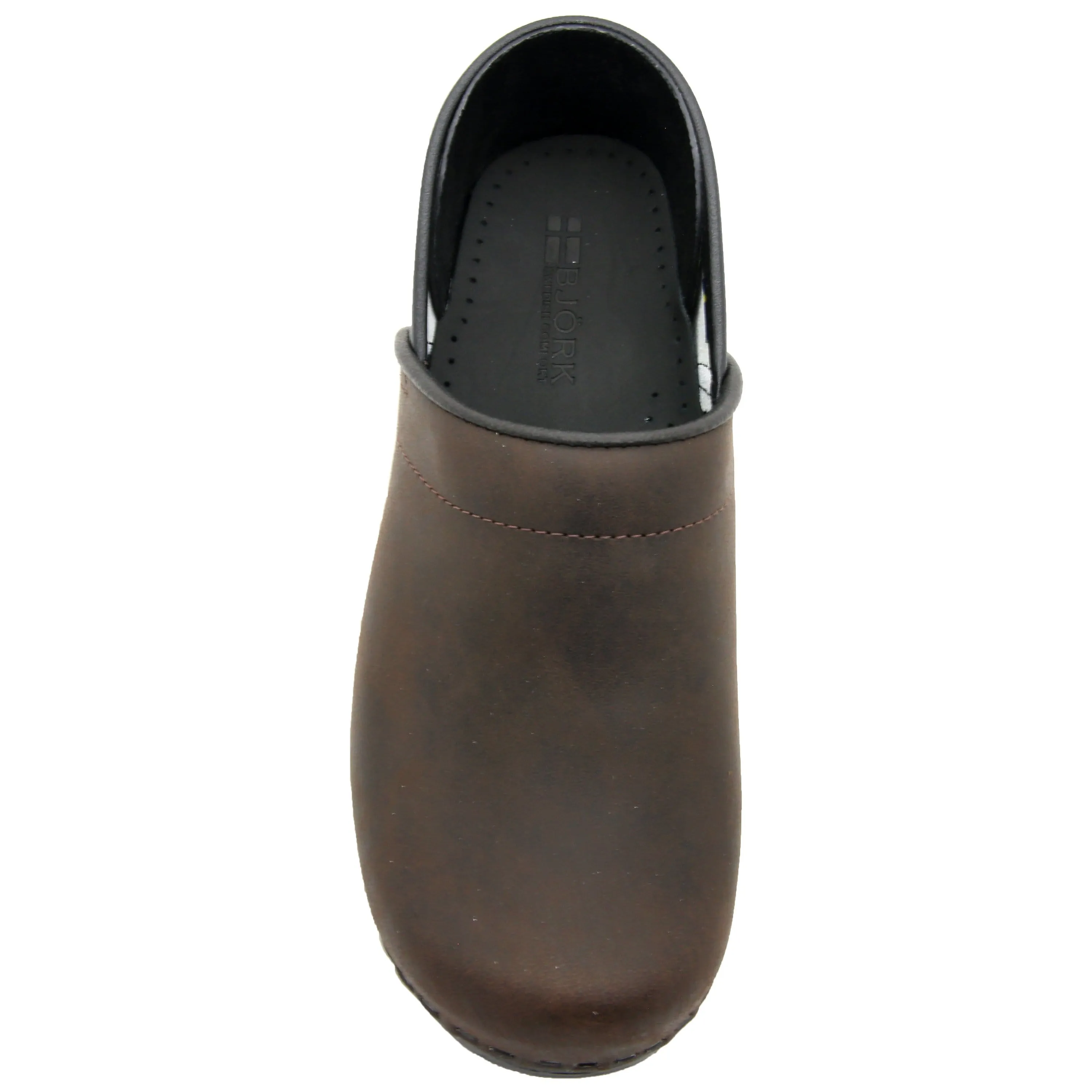 BJORK PRO LIAM Men's Brown Oiled Leather Clogs