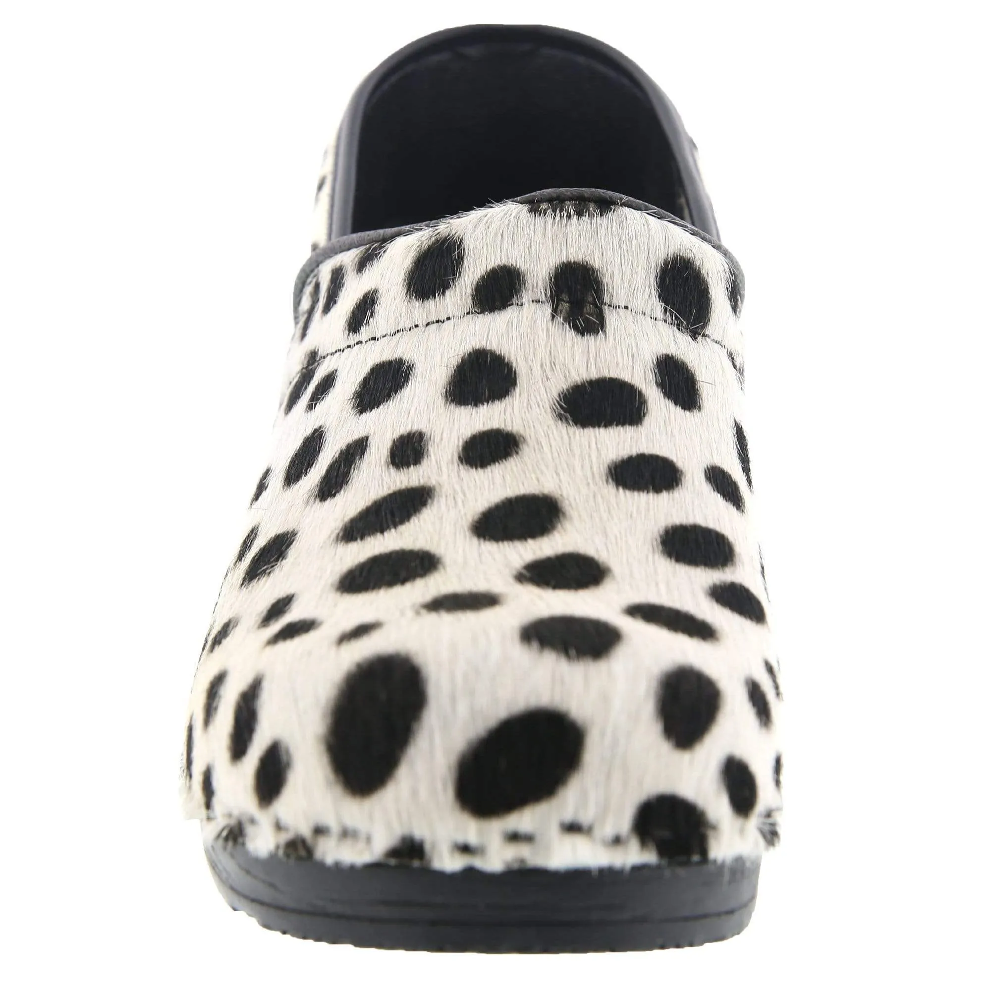 BJORK PROFESSIONAL Safari Leather and Fur Clogs in Ocelot Print - CLOSEOUT