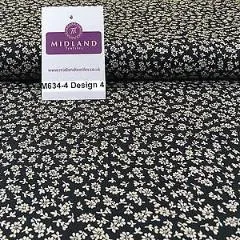 Black And White Floral Printed 100% Cotton Poplin Craft Fabric 45" M634