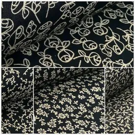 Black And White Floral Printed 100% Cotton Poplin Craft Fabric 45" M634