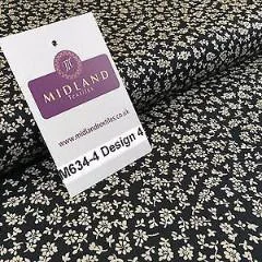 Black And White Floral Printed 100% Cotton Poplin Craft Fabric 45" M634