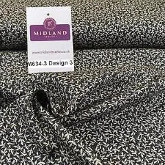 Black And White Floral Printed 100% Cotton Poplin Craft Fabric 45" M634