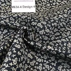 Black And White Floral Printed 100% Cotton Poplin Craft Fabric 45" M634