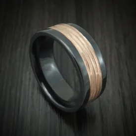 Black Zirconium and 14K Gold Tree Bark Band Custom Made Men's Ring