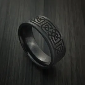 Black Zirconium Celtic Irish Knot Men's Ring Custom Made Band