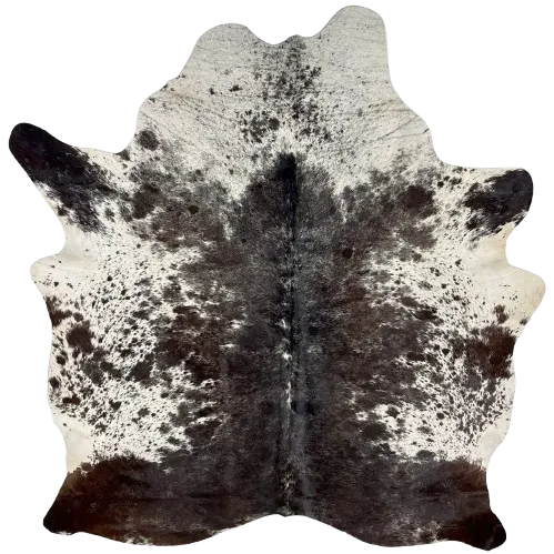 Blackish Brown and White Speckled Brazilian Cowhide - 6'7" x 5'5" (BRSP2849)