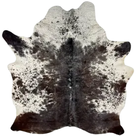 Blackish Brown and White Speckled Brazilian Cowhide - 6'7" x 5'5" (BRSP2849)