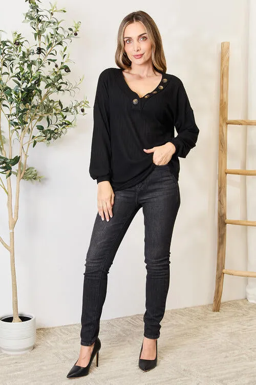 Bold and Buttoned Long Sleeve Blouse