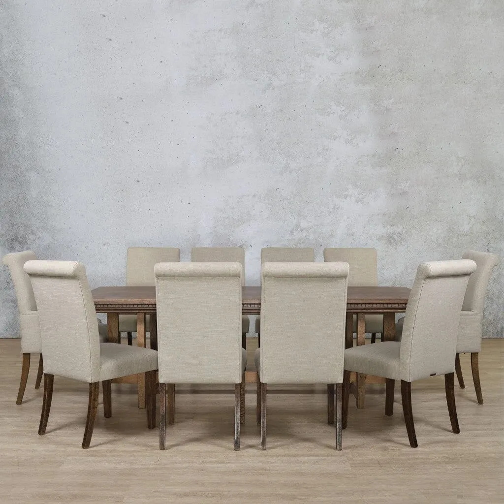 Bolton Fluted Wood Top & Baron 10 Seater Dining Set