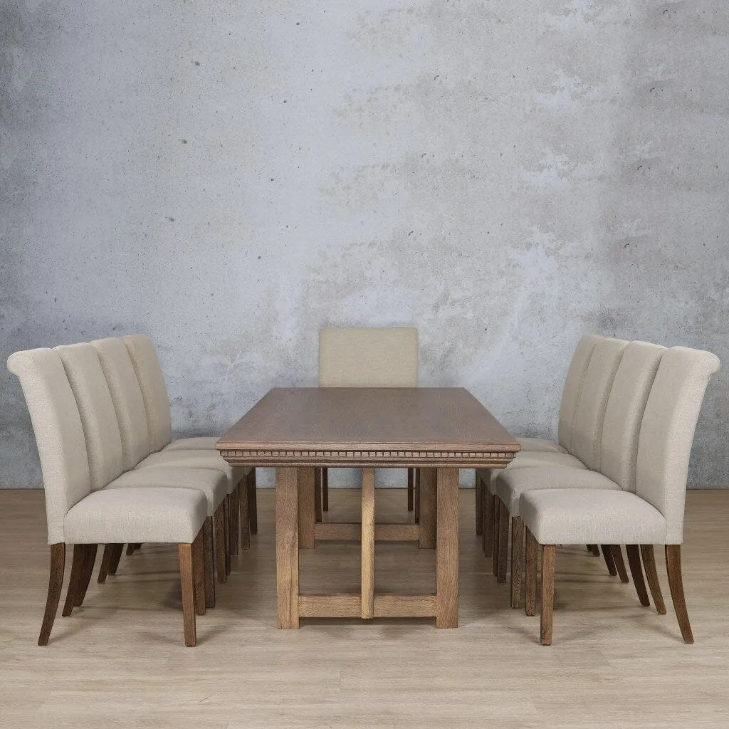 Bolton Fluted Wood Top & Baron 10 Seater Dining Set