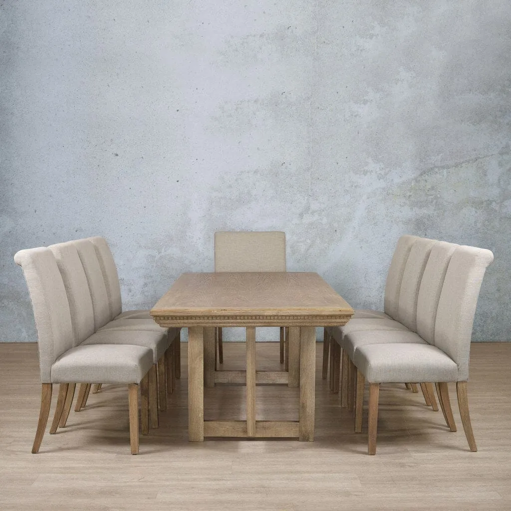 Bolton Fluted Wood Top & Baron 10 Seater Dining Set