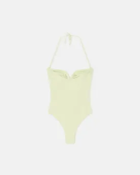 Brissa - Ruched Halterneck Swimsuit - Shadow Lime