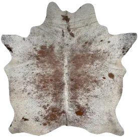 Brown and Off-White Speckled Brazilian Cowhide - 7'3" x 5'9" (BRSP2536)