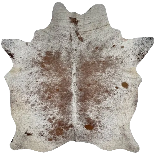 Brown and Off-White Speckled Brazilian Cowhide - 7'3" x 5'9" (BRSP2536)