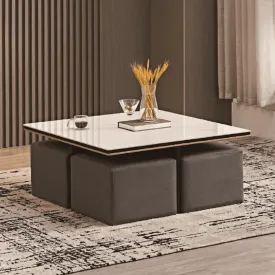 Caius 4 Seater Coffee Table with Stool