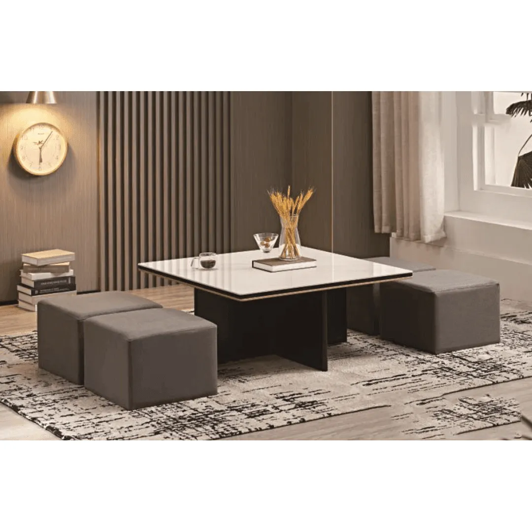 Caius 4 Seater Coffee Table with Stool