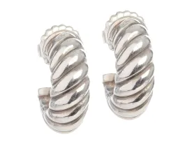 David Yurman Sterling Silver Sculpted Cable Shrimp Pierced Earrings