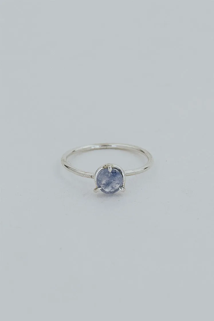 Dumortierite Quartz Prong Set Ring
